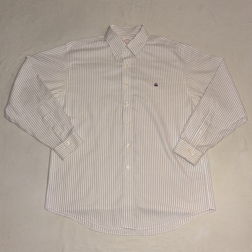Brooks Brothers Cream Striped Button-Down Shirt